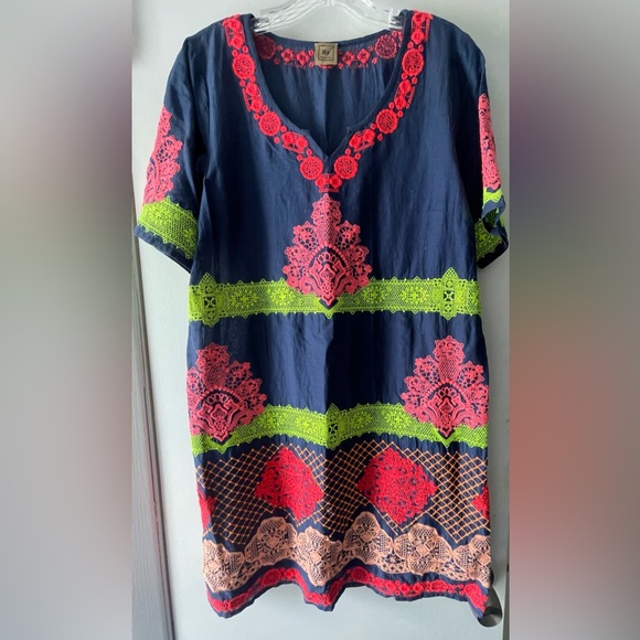 ROSE & ROSE MEXICAN STYLE EMBROIDERED S/S DRESS IN LADIES SIZE LARGE - CUTE! - Picture 3 of 8